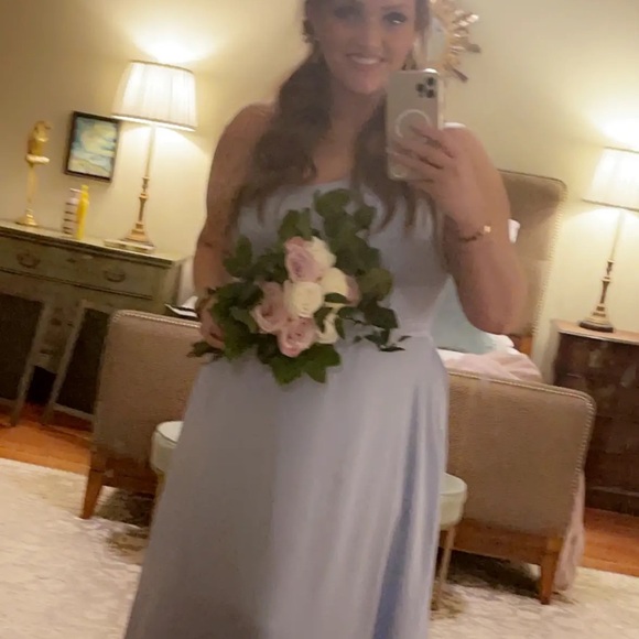 Ice Blue One Shoulder Formal Dress / Bridesmaid - Picture 5 of 6